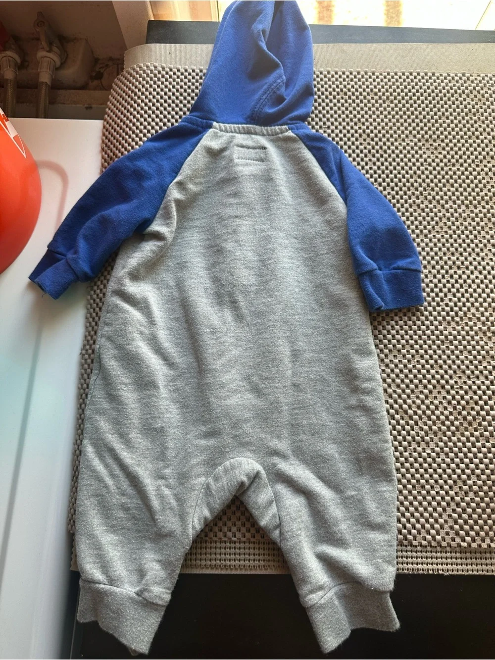 Converse Gray and Blue Toddler Hooded One-Piece Romper